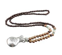 QYYZTQY Hippie Necklace For Women and Men, Boho Hippie Style Nepal Buddhist Mala Wood Beads Long Pendant Necklace, Long Necklaces For Women Boho, Necklaces
