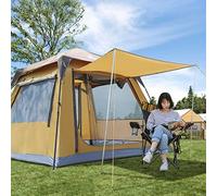 QYYZTQY Holiday Camping for Adult Kids 4 Person Family Waterproof, Garden Tent with Hall, Shade, Sun Protection,10 Ground Pegs,6 Rope,2 Poles