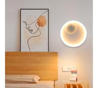 QYYZTQY Indoor Creative Moon Light Aluminium Round Bedside Reading Wall Lamp Black/White Children's Decorative for Bedroom Living Room Corridor (White Light,White)