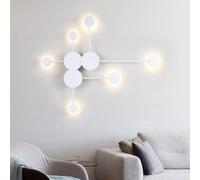 QYYZTQY Indoor Lamp Nordic Circle Background Creatively Decorative Wall Acrylic for Living Room Bedroom Hallway (6 Golden Heads,White Light)