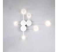 QYYZTQY Indoor Lamp Nordic Circle Background Creatively Decorative Wall Acrylic for Living Room Bedroom Hallway (6 Golden Heads,White Light)