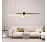 QYYZTQY Indoor Light Nordic Lamp Creative Long Strip Background Decorative Wall Iron for Bedroom Living Room Corridor (Black+White-White Light,120cm)