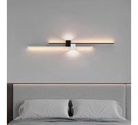 QYYZTQY Indoor Light Nordic Lamp Creative Long Strip Background Decorative Wall Iron for Bedroom Living Room Corridor (Black+White-White Light,120cm)