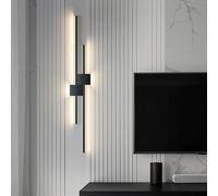 QYYZTQY Indoor Light Nordic Lamp Creative Long Strip Background Decorative Wall Iron for Bedroom Living Room Corridor (Black+White-White Light,120cm)