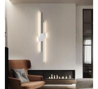 QYYZTQY Indoor Light Nordic Lamp Creative Long Strip Background Decorative Wall Iron for Bedroom Living Room Corridor (Black+White-White Light,120cm)