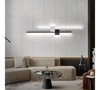 QYYZTQY Indoor Light Nordic Lamp Creative Long Strip Background Decorative Wall Iron for Bedroom Living Room Corridor (Black+White-White Light,120cm)
