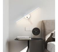 QYYZTQY Indoor Lights Long with 330° Rotatable Wall Iron Aluminium Minimalist Bedside Decorative for Hallway Living Room Bedroom (50cm,White White Light)