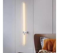 QYYZTQY Indoor Long Lights with Remote Control 2700K-6500K Dimmable Wall ° Rotatable Spotlight Iron Acrylic for Bedroom Living Room (122cm,Black)