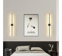 QYYZTQY Indoor Long Strip Nordic Style Aluminium Minimalist Background Decoration Wall Lamp Bedroom Living Room Mirror Stairs (60cm,Gold Neutral Light)