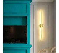 QYYZTQY Indoor Long Strip Nordic Style Aluminium Minimalist Background Decoration Wall Lamp Bedroom Living Room Mirror Stairs (60cm,Gold Neutral Light)