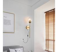 QYYZTQY Indoor Vintage Lights with Lamp Glass Lampshade Wall Gold Iron Industrial Not Included for Bedroom Living Room Vanity (1 Pack,Grey)