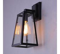 QYYZTQY Indoor Wall Lamp Farmhouse Wall Mounted Light Fixture, Rustic Glass Lampshade Black Wall Metal Wall Lantern, Industrial Headboard Lights for Bedroom Living Room