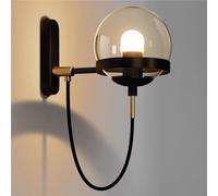 QYYZTQY Industrial Gold Wall Clear Glass Shade Bathroom Vanity Wall Light for Bedroom Mirror Living Room Hallway Wall Mounted Lamp E26/ Base(Black)
