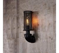 QYYZTQY Industrial Wall Light Fixture, Black Mesh Lampshade Metal Farmhouse Wall Lamp, Rustic Vintage Wall Lighting Fittings for Home Decor Headboard Living Room Bedroom