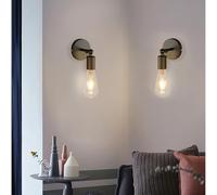 QYYZTQY Industrial with Pull Cord Rotatable Black Iron Vintage Wall Lamps Not Included for Restaurant Living Room Kitchen Coffee (2 Packs,Black)