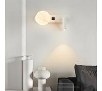 QYYZTQY Interior Light Remote Control 2700K-6500K Dimmable Wall Lamp with Spotlights Iron Aluminium for Bedroom Living Room Kitchen (White)