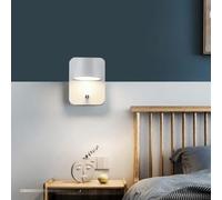 QYYZTQY Interior with Lamp Adjustment Brightness Wall Aluminium Acrylic Rotatable Geometric for Kitchen Bedroom Living Room (Black Rectangle,White Light)