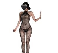 QYYZTQY Jumpsuits for Women Going out Backless Bodycon Outfit Cosplay Costume Lingerie Fishnet Bodysuit Perspective Clubwear Party Anime Roleplay Set Black