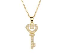 QYYZTQY Key Necklace For Women, Heart Key Zircon Pendant Necklace, Key Necklaces For Women, Lock and Key Necklace, Skeleton Key Necklace, Heart Key Necklace, Key Gold Necklace, The Giving Keys