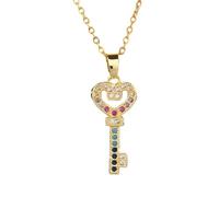 QYYZTQY Key Necklace For Women, Heart Key Zircon Pendant Necklace, Key Necklaces For Women, Lock and Key Necklace, Skeleton Key Necklace, Heart Key Necklace, Key Gold Necklace, The Giving Keys
