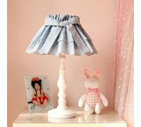 QYYZTQY Kids Table Lamp Girls Room Princess Fabric Shade Pink Table Lamp French Country White Vintage Bedside Lamp Rustic Desk Nightstand Lamp for Nursery Children Bedroom Living Room Home