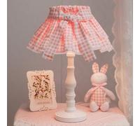 QYYZTQY Kids Table Lamp Girls Room Princess Fabric Shade Pink Table Lamp French Country White Vintage Bedside Lamp Rustic Desk Nightstand Lamp for Nursery Children Bedroom Living Room Home