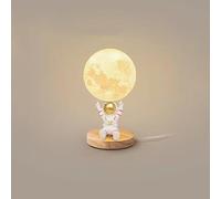 QYYZTQY Kids Table Lamp Retro Wood Astronaut Table Lamp Mid Century Desk Lamp Milk Planet Globe Bedside Lamp Farmhouse Vintage Nightstand Lamp for Children Bedroom Nursery Room Girls Boys Room Home
