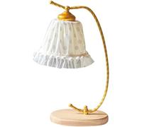 QYYZTQY Kids Table Lamps for Bedrooms Girls Fabric Shade Rustic Wood Table Lamp Vintage Gold Bedside Nightstand Lamp French Country Desk Light for Princess Room Children Nursery Living Room Farmhouse