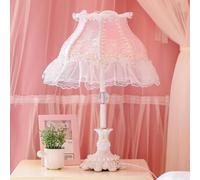 QYYZTQY Kids Table Lamps for Bedrooms Girls Princess French Country Rustic Table Lamp White Lace Shade Victorian Boho Bedside Lamp Farmhouse Nightstand Lamp for Children Nursery Room Living Room