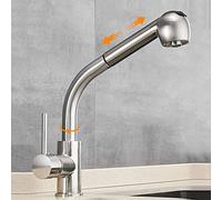 QYYZTQY Kitchen Faucet with Pull Down Sprayer Brass 360° Rotation Dual Mode Hot and Cold Bubbler Water Saving Retractable Faucets for Kitchen Sinks-White