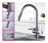 QYYZTQY Kitchen Faucets Pull Down Sprayer Pull-out with Dishwasher Connection, Hot and Cold Multi-Function 2 Mode Sink Faucet-Black A(Chrome B)