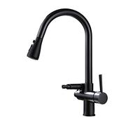 QYYZTQY Kitchen Faucets Pull Down Sprayer Pull-out with Dishwasher Connection, Hot and Cold Multi-Function 2 Mode Sink Faucet-Black A(Black a)