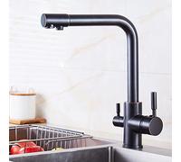 QYYZTQY Kitchen Hot and Cold Rotating Pure Water Two in The Drinking Sink Antique Golden Faucet, Black