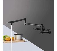 QYYZTQY Kitchen Mixer Sink Faucet Pot Filler Tap Matte Black Handle Dual Hole Wall Mounted Swinging Spout Hot and Cold Water