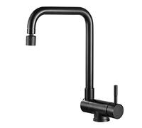 QYYZTQY Kitchen Mixer Tap Folding Inside Window Black 360° Rotatable Hot and Cold Water Single Hole Shower Mode Sink Faucet