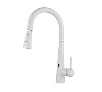 QYYZTQY Kitchen Retractable Stainless Steel White Rotating Sink Induction Hot and Cold Water Black Touch Pull Faucet