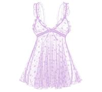 QYYZTQY Lace Babydoll Ruffle Lingerie for Women Mesh Dress Chemise Nightgown Sheer See Through Wedding Nightie
