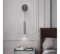 QYYZTQY Lamp Adjustment Height Light Black Long Hanging Wire Wall Iron Aluminum Acrylic Interior Decoration for Bedside Bedroom Living Room (Neutral Light,Black)