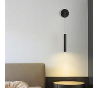 QYYZTQY Lamp Adjustment Height Light Black Long Hanging Wire Wall Iron Aluminum Acrylic Interior Decoration for Bedside Bedroom Living Room (Neutral Light,Black)