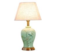 QYYZTQY Lamp for Desk Ceramic Table Lamp Retro Bedroom Living Room Decoration Bedside Lamp Study Decoration Lamps Desk Led Lamp(Green,A)