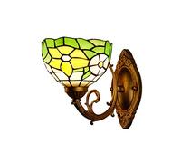 QYYZTQY Lamp Green Leaf LED Wall 7.8Inch Stained Glass Shade Victorian Decorative Wall Lighting Fixtures for Bedroom Hotel Living Room,A (Color : A)