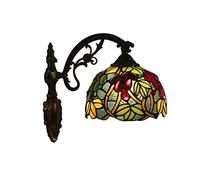 QYYZTQY Lamp LED Wall Lamp 7.8Inch Grape Stained Glass Shade Victorian Decorative Wall Lighting Fixtures for Bedroom Hotel Living Room