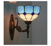 QYYZTQY Lamp Mediterranean Style LED Wall 7.8Inch Stained Glass Shade Victorian Decorative Wall Light Fixtures for Bedroom Hotel Living Room,Red (Color : Blue)