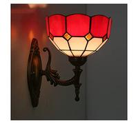 QYYZTQY Lamp Mediterranean Style LED Wall 7.8Inch Stained Glass Shade Victorian Decorative Wall Light Fixtures for Bedroom Hotel Living Room,Red (Color : Rojo)