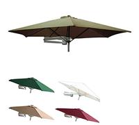 QYYZTQY Large Cantilever Parasol Wall Mount,Balcony Apartment Adjustable Sunshade Umbrella,Outdoor Patio Garden Sun Shelter,8 Aluminum Ribs and 95% UV Protection (Brown 2.2m(7.2ft))