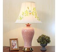 QYYZTQY Large Ceramic Table Lamp with Matching Pleated Shade Chinoaserie Style Lamps Ice Crackle Glazed Ceramic Table Lamp Antique Porcelain Desk Lamps