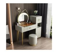 QYYZTQY Large Desk Drawers Mirrors and Stools, Set with Storage Cabinet, Vanity Dressing Table For Bedroom Makeup Table/Vanity Tabl,Gray Set,L 105cm*D42