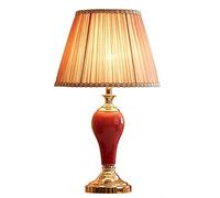 QYYZTQY Large Red Ceramic Table Lamp with Matching Shade Bedroom Bedside Lamp Mid Century Vase Bedroom Desk Lamp for Living Room Office Night Lamp