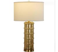 QYYZTQY Large Table Lamp European Style Table Lamp Glass Bedside Lamp Minimalism Bedroom Living Room with Fabric Shade E27*1 Hotel Café Decorative 43 * 75cm,Gold