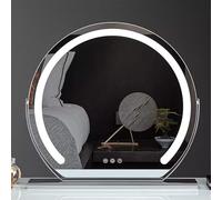 QYYZTQY Large Vanity with Dimmable Lights Touch Screen Tabletop Makeup Rechargeable Illuminated Mirror for Dressing Table and Bedroom Silver (52cmX48cm)